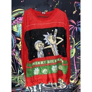 Ripple‎ Junction Rick And Morty Red XL Christmas Sweater Merry Rickmas